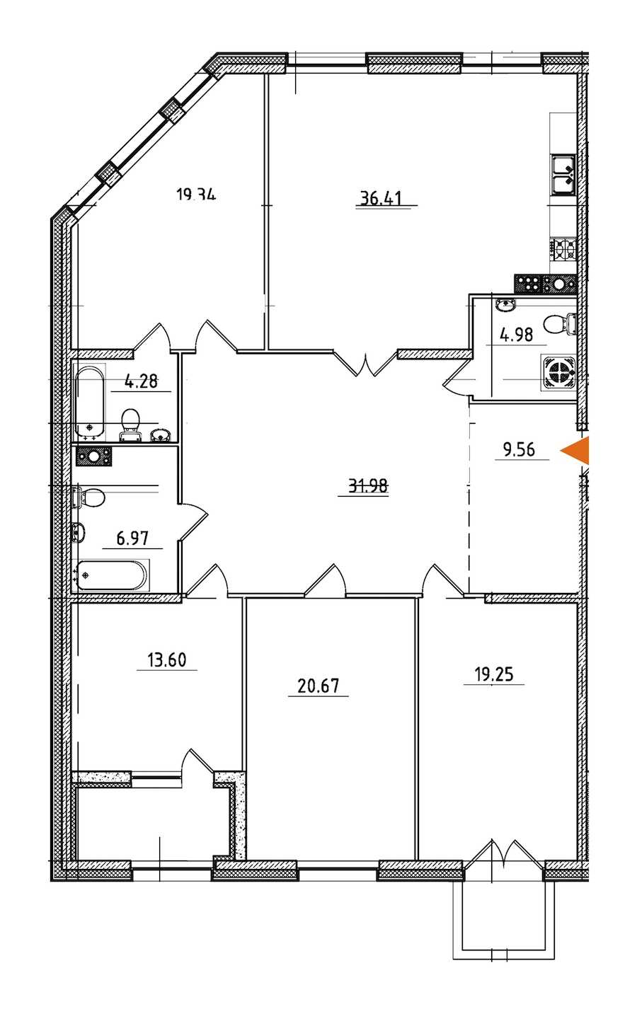 Четырехкомнатная квартира в : площадь 170.48 м2 , этаж: 6 – купить в Санкт-Петербурге